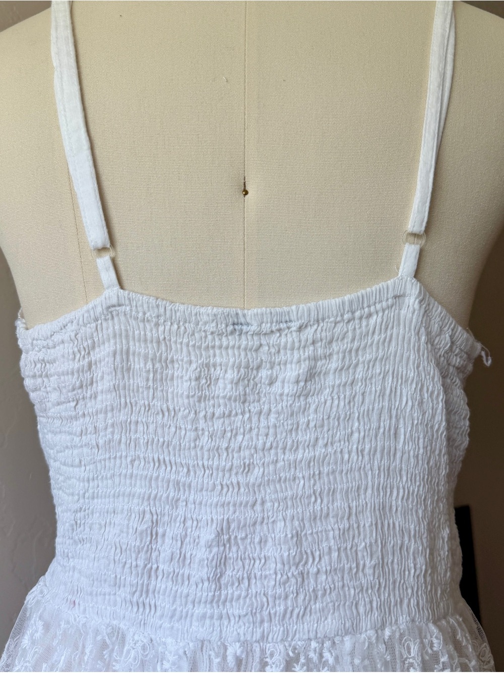 India Made White Lace Crochet Tiered Maxi Dress - XL - Picture 4 of 11